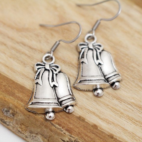 Silver Bell Christmas Earrings - Picture 5 of 5